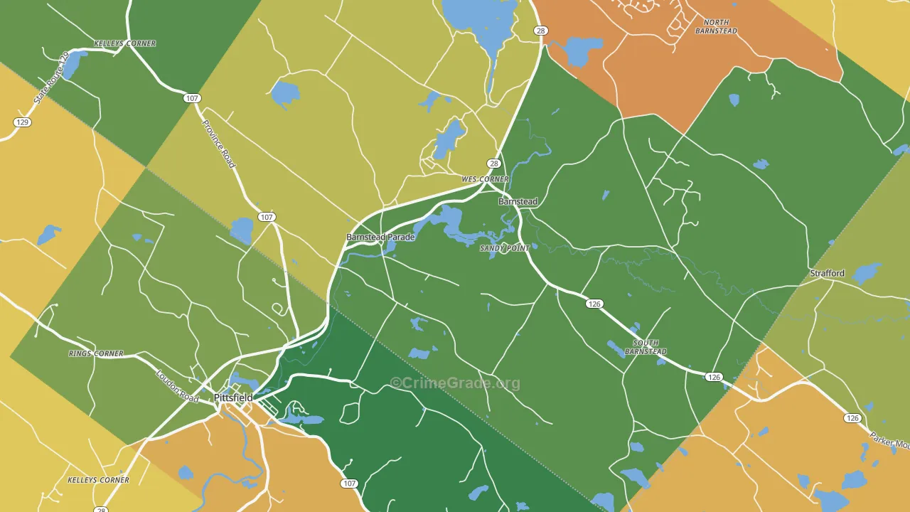 Barnstead, NH Map of Burglary Rates
