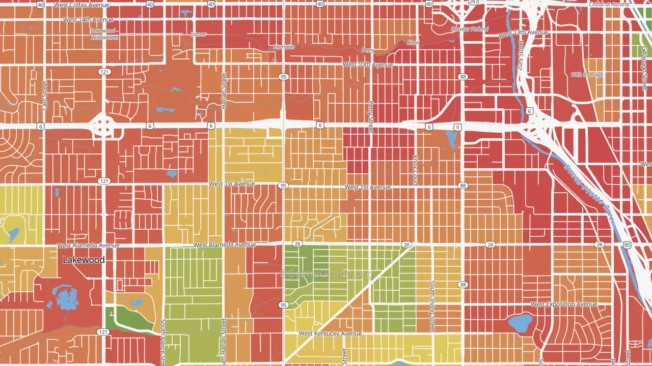 Barnum West, Denver, CO Map of Burglary Rates