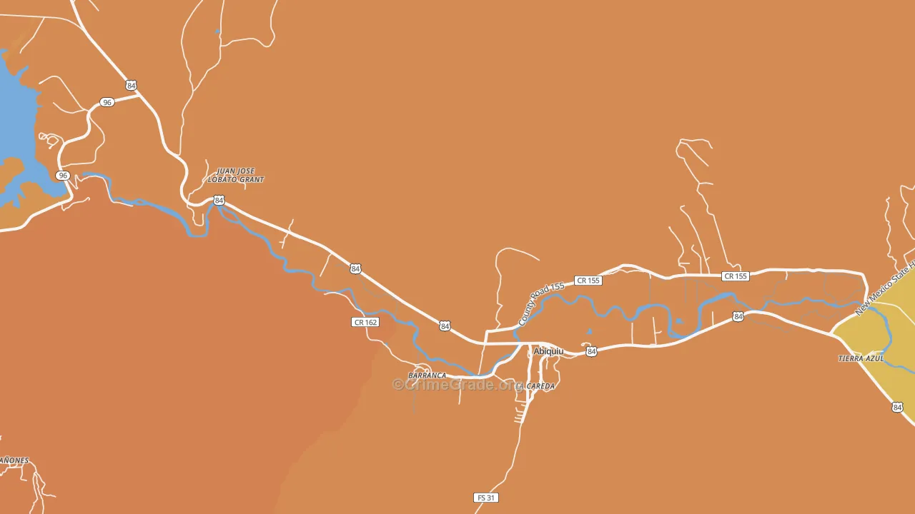 Barranca, NM Map of Burglary Rates