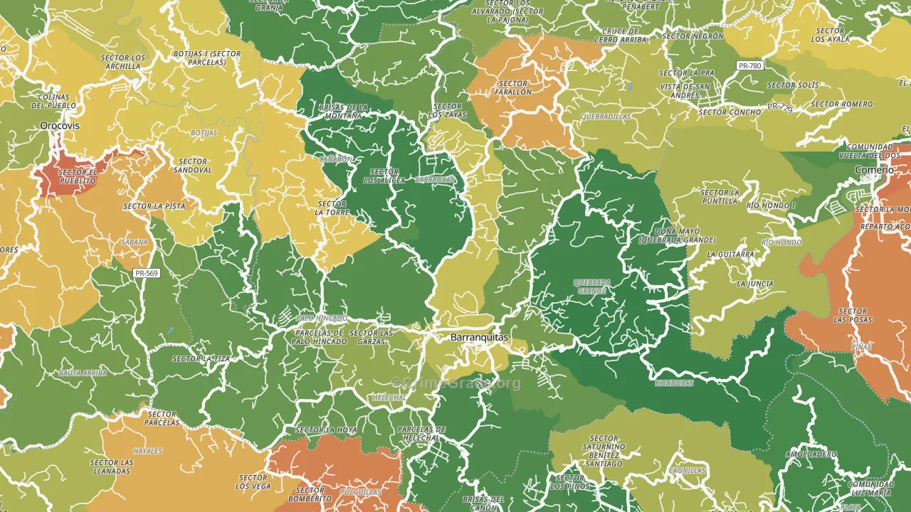 Barranquitas Municipio, PR Map of Burglary Rates