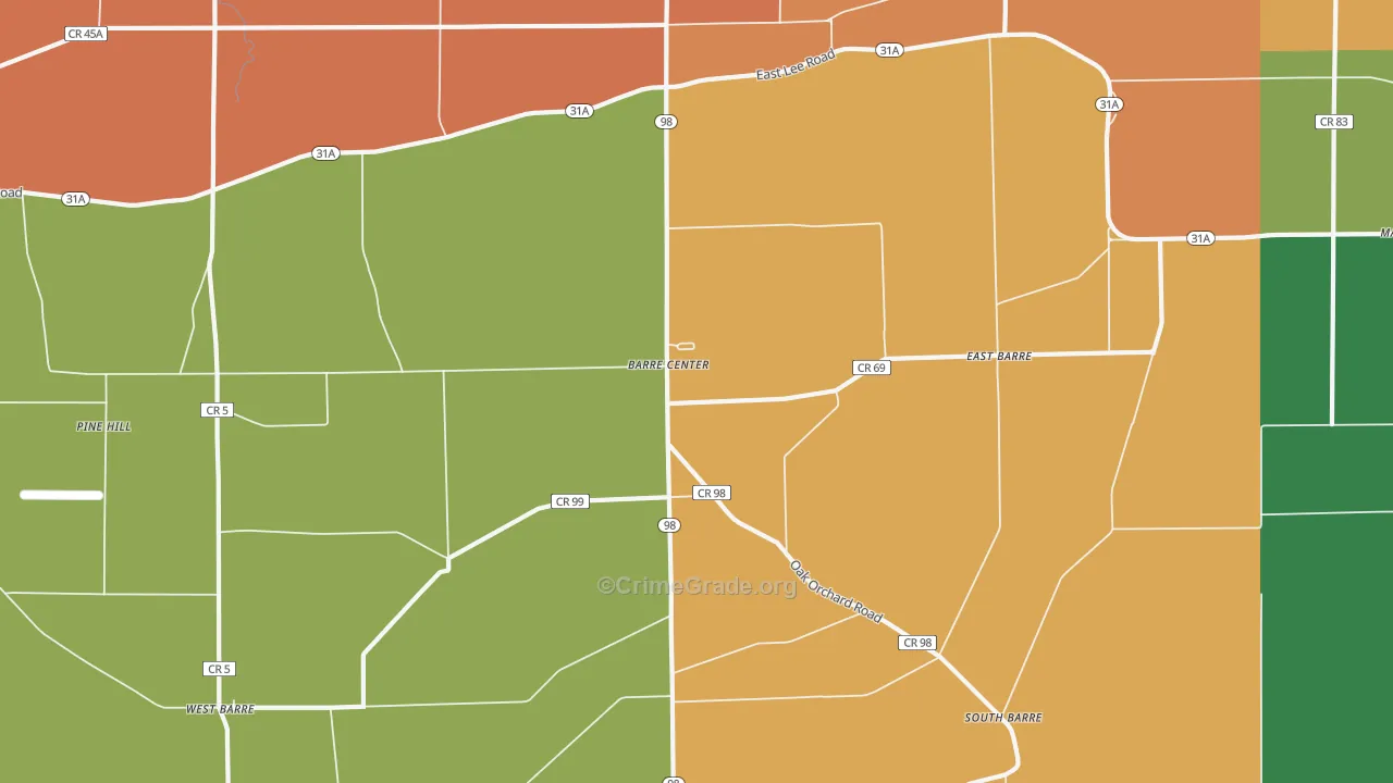 Barre Center, NY Map of Burglary Rates