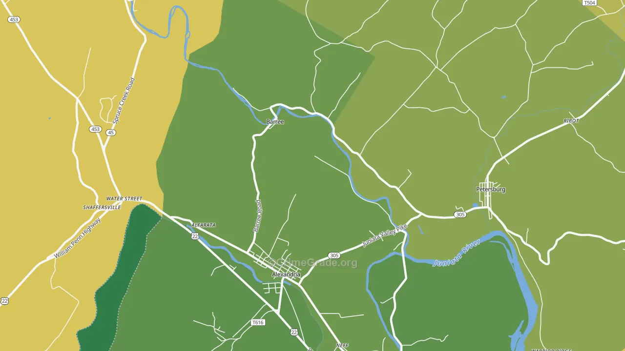 Barree, PA Map of Burglary Rates
