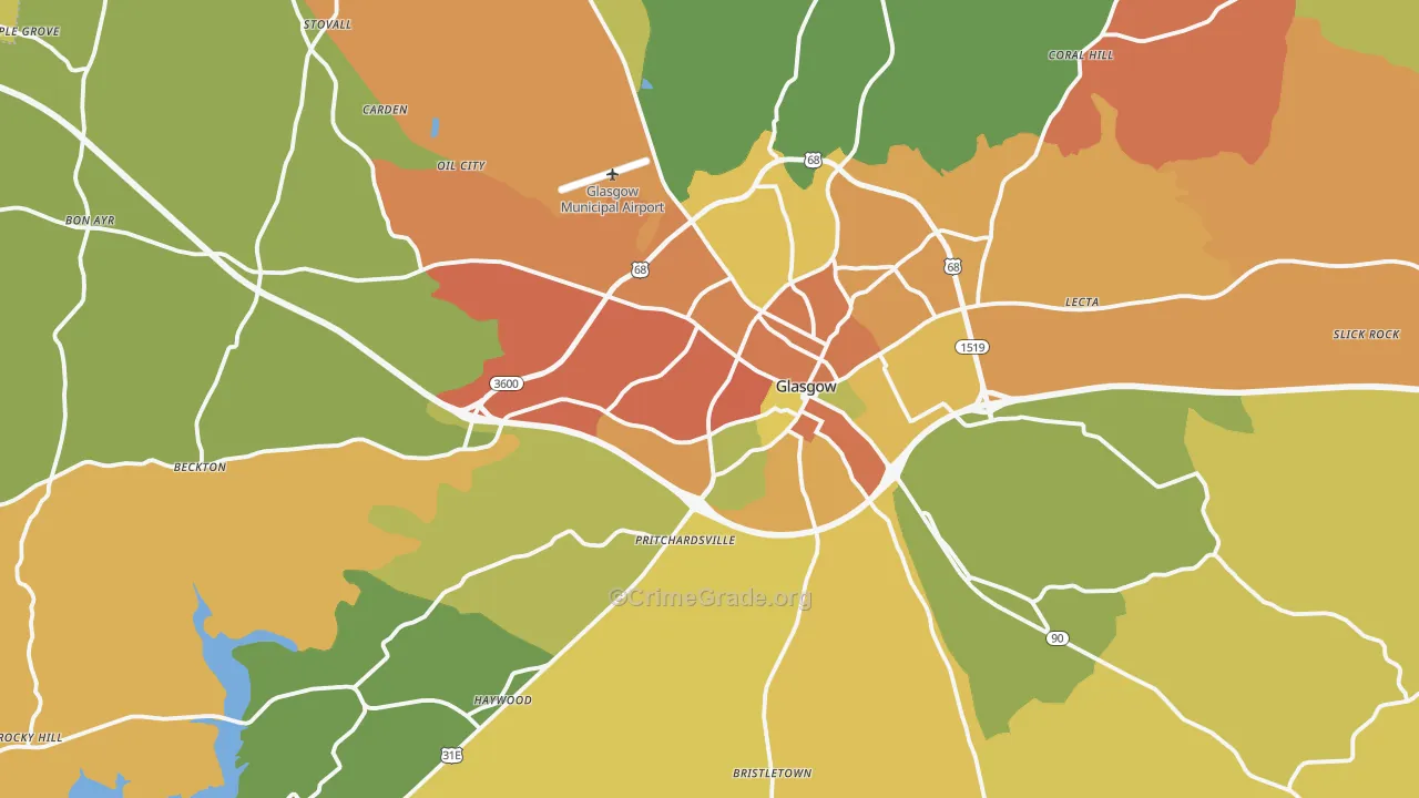 Barren County, KY Map of Burglary Rates