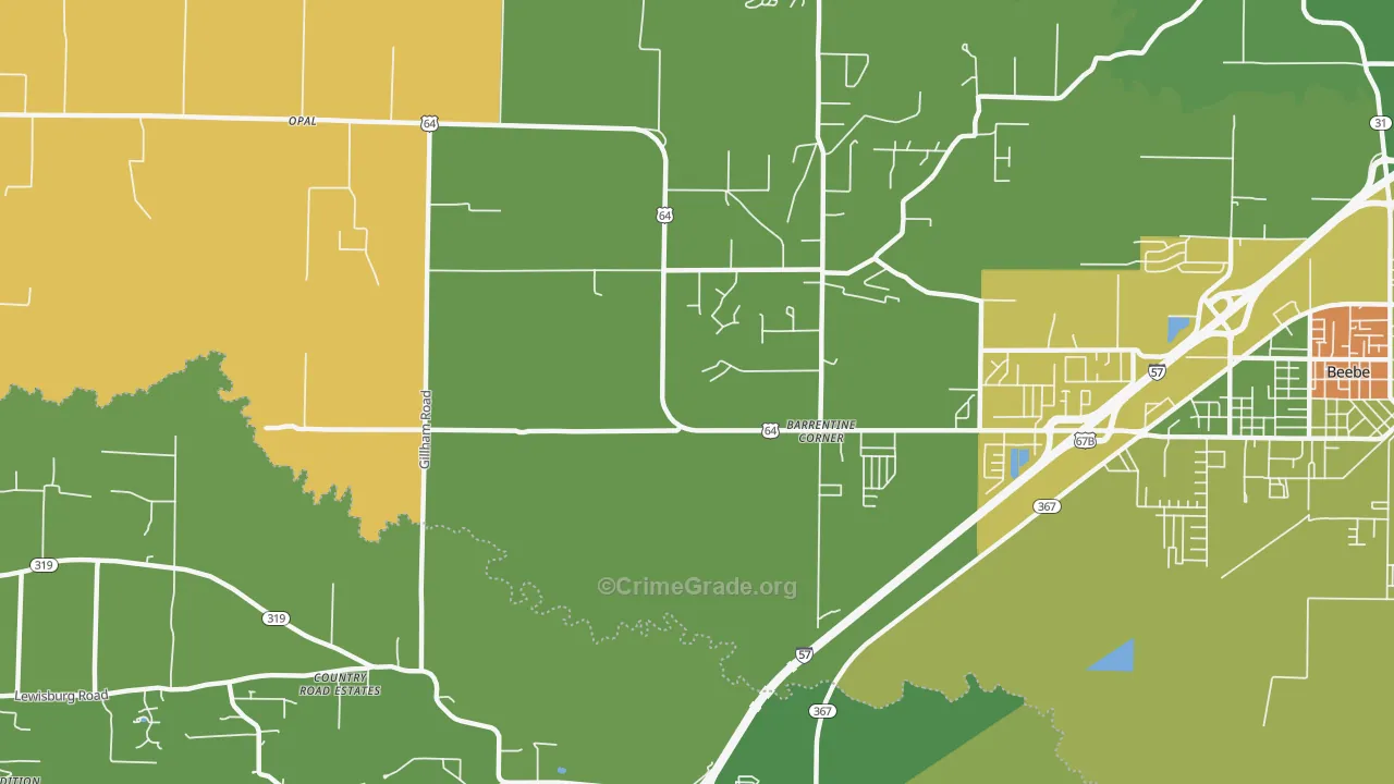 Barrentine Corner, AR Map of Burglary Rates