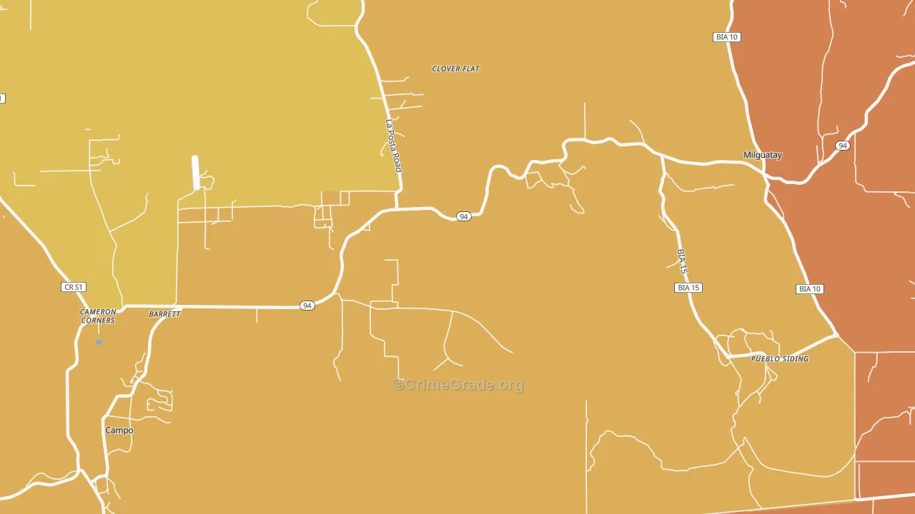 Barrett, CA Map of Burglary Rates