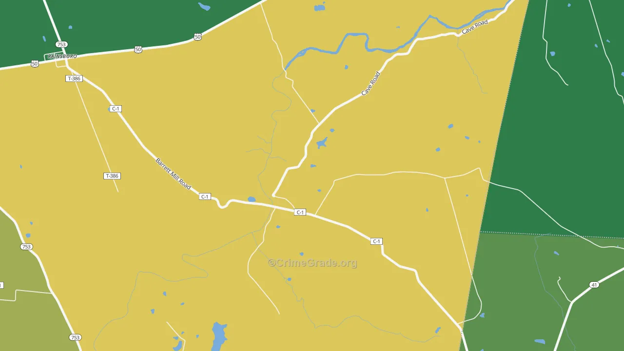 Barretts Mills, OH Map of Burglary Rates