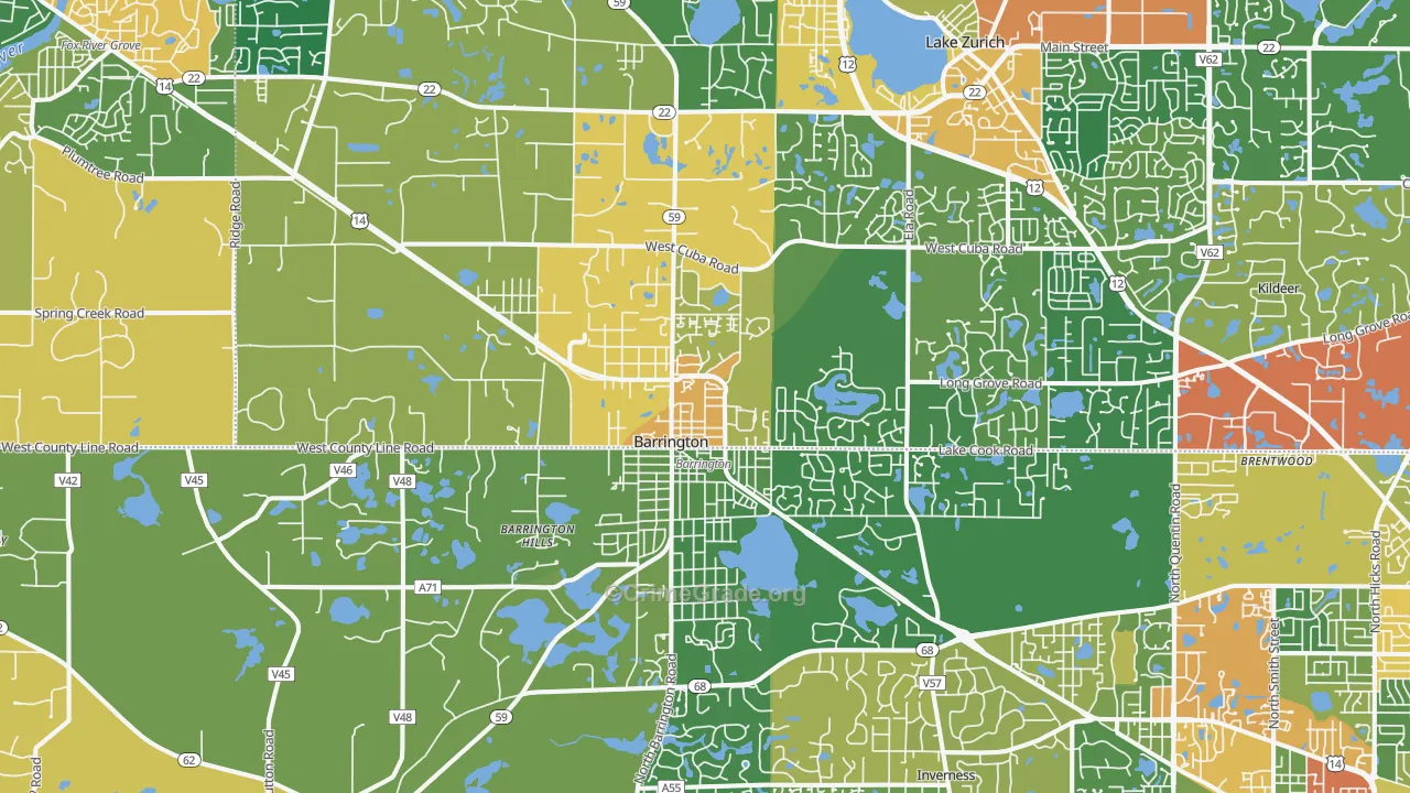 Barrington, IL Map of Burglary Rates