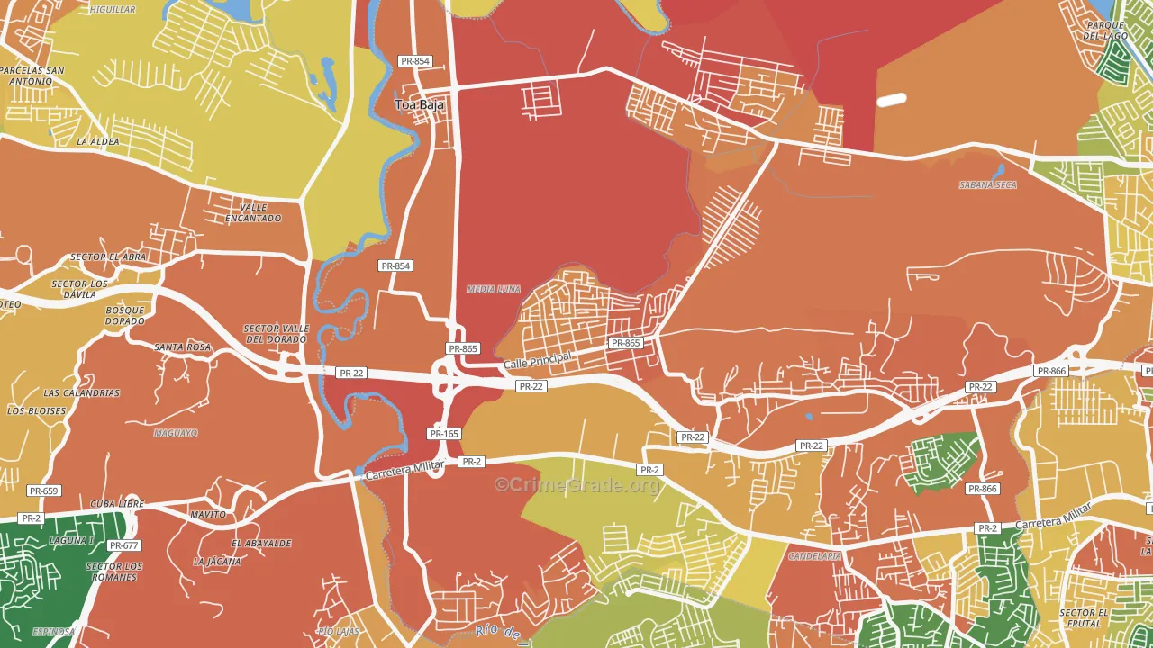 Barrio Campanilla, Toa Baja, PR Map of Burglary Rates