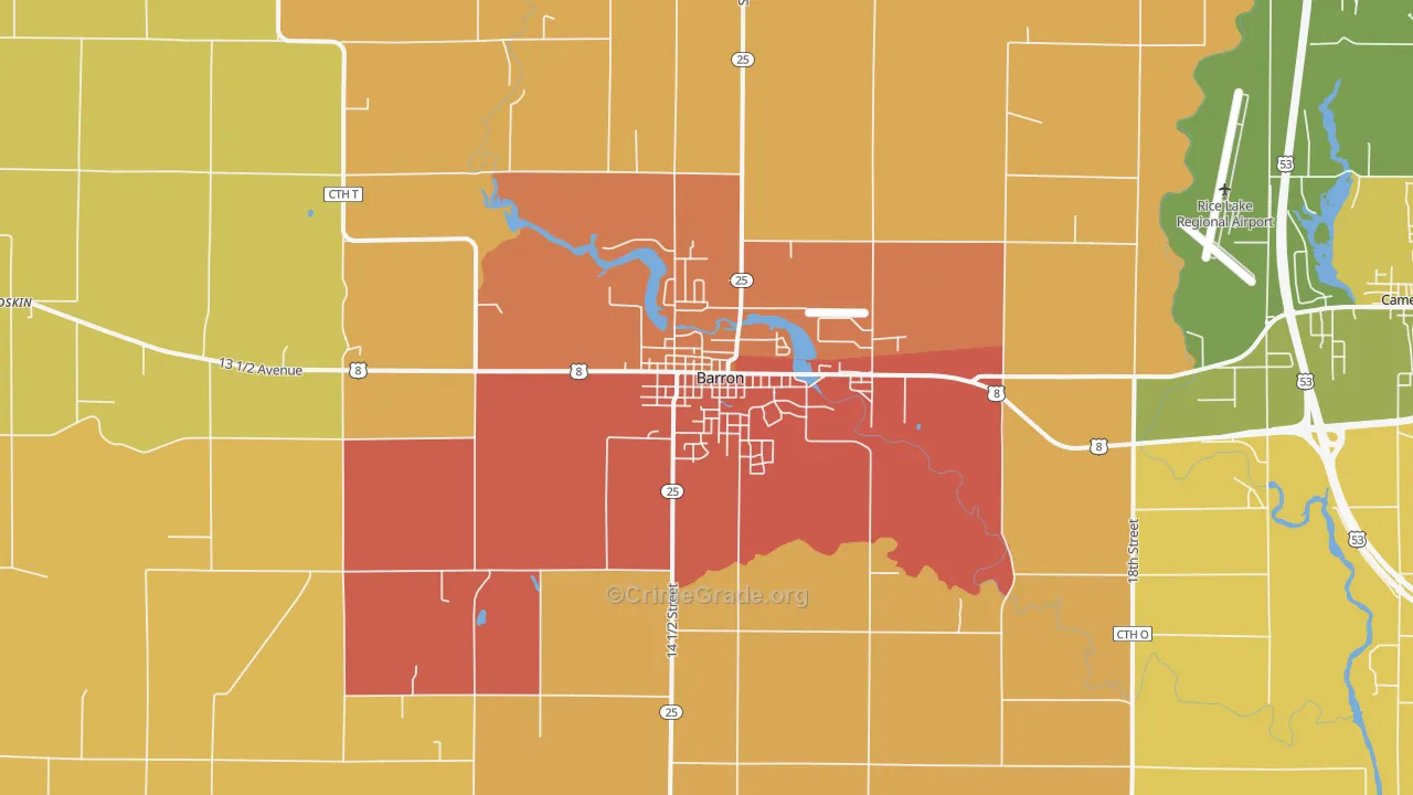 Barron, WI Map of Burglary Rates