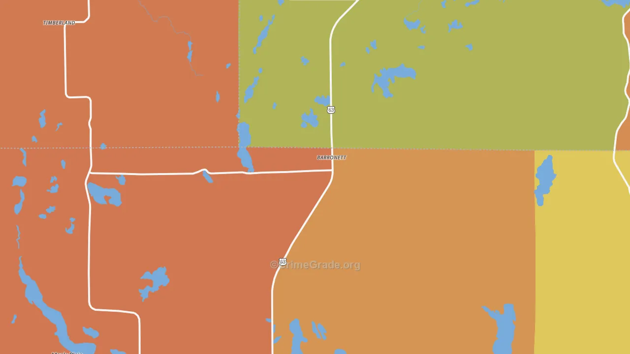 Barronett, WI Map of Burglary Rates