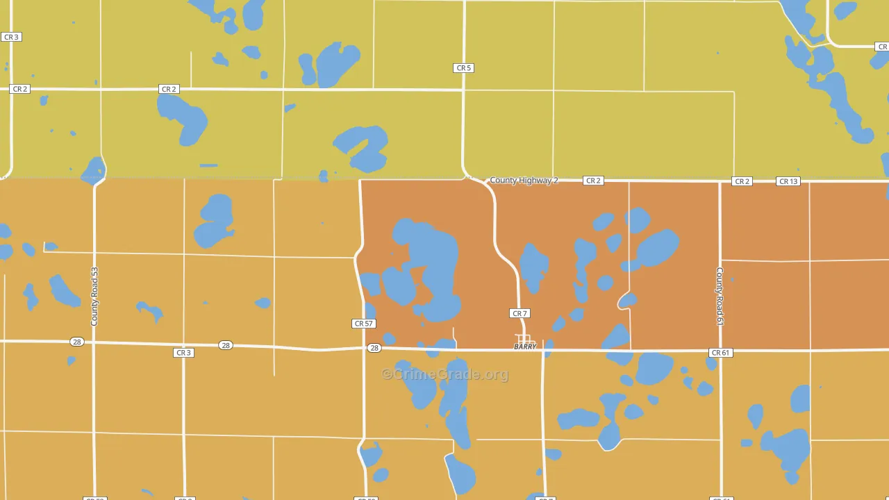 Barry, MN Map of Burglary Rates