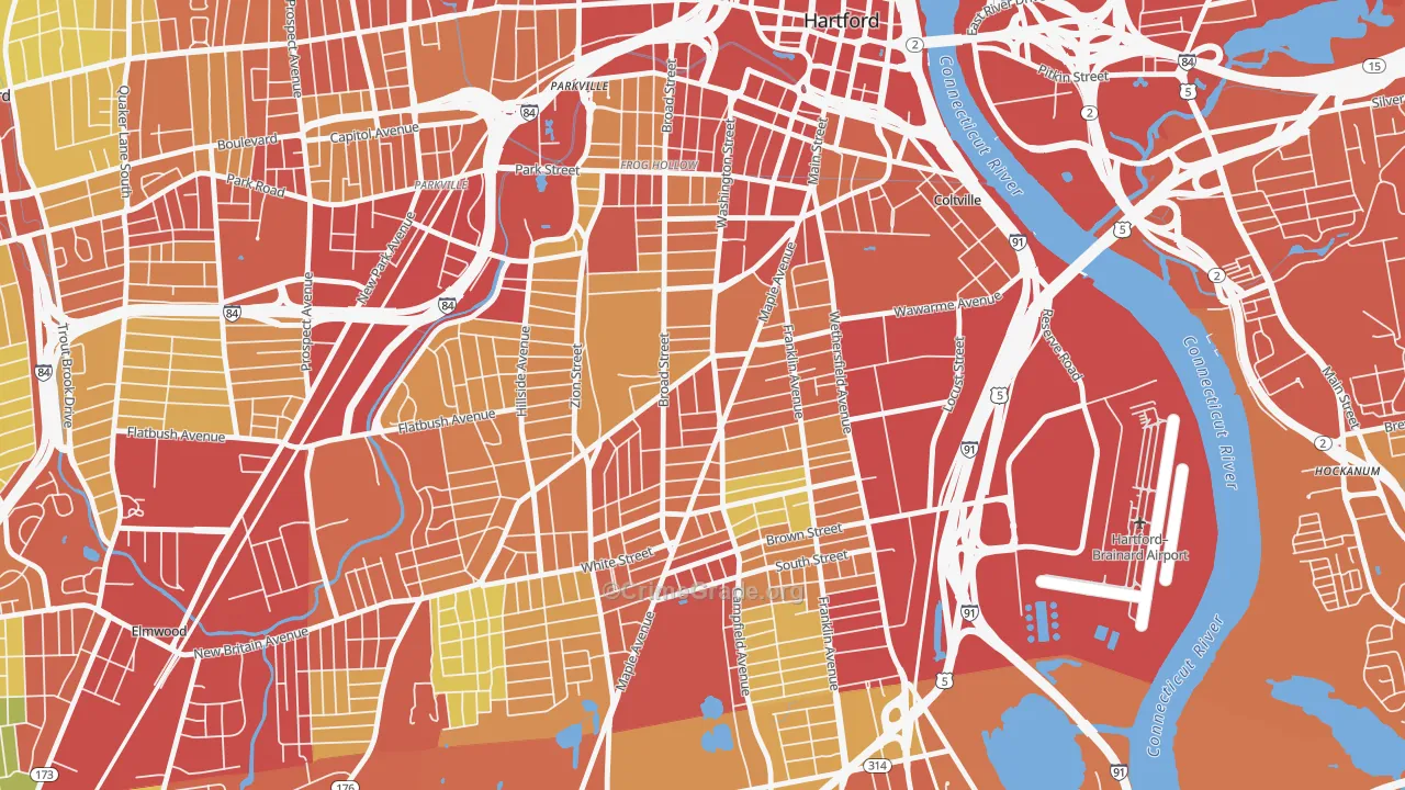 Barry Square, Hartford, CT Map of Burglary Rates