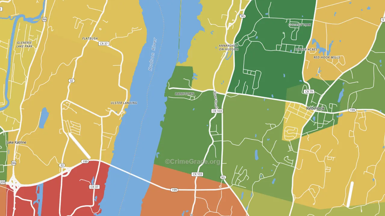Barrytown, NY Map of Burglary Rates