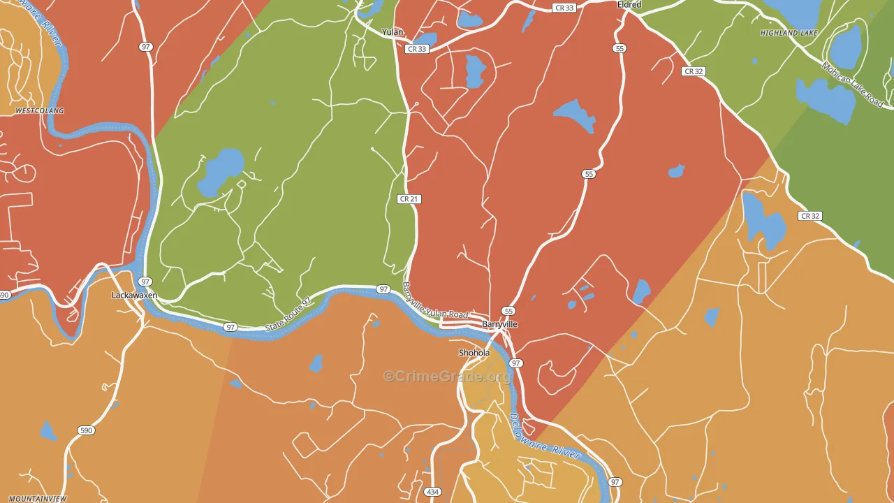 Barryville, NY Map of Burglary Rates