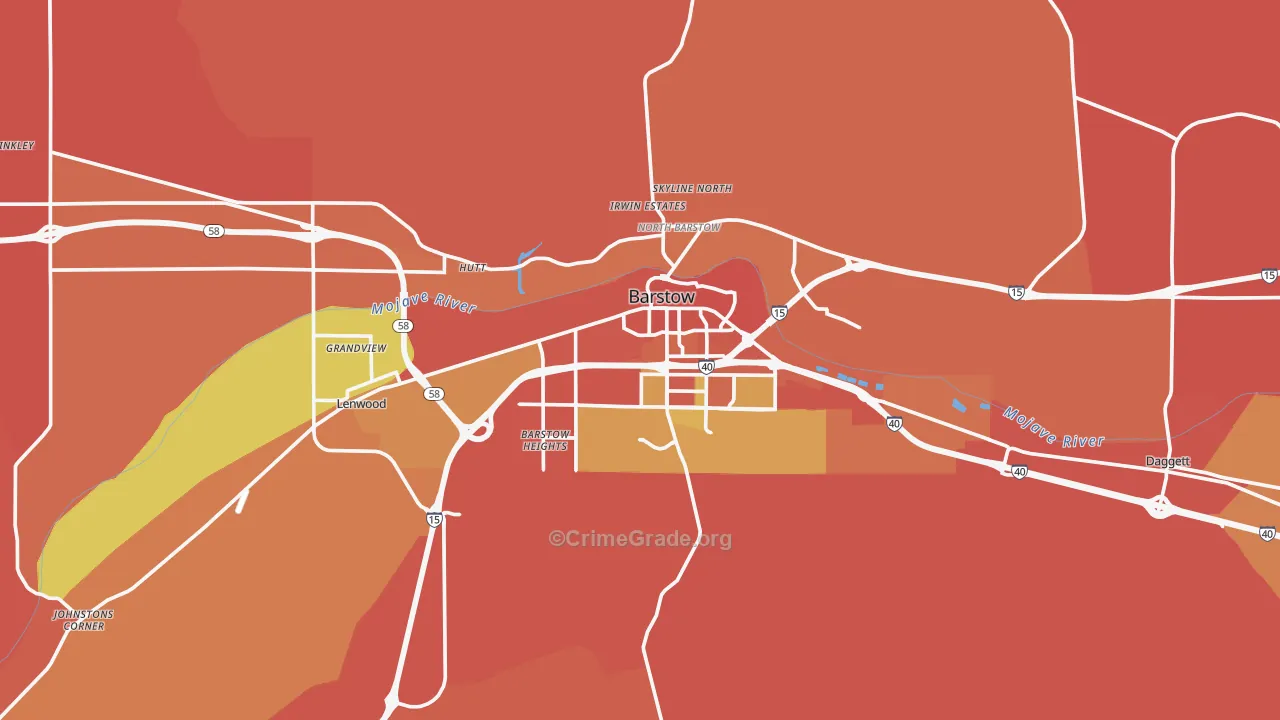 Barstow, CA Map of Burglary Rates