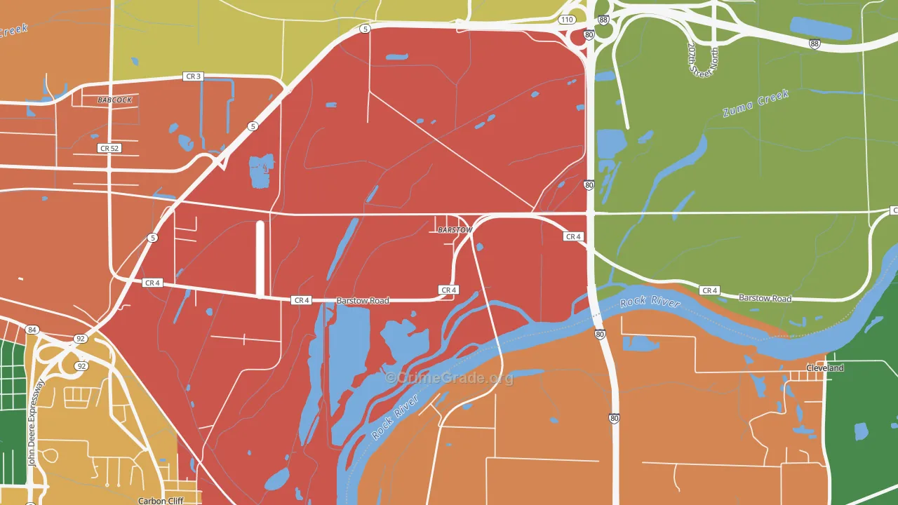 Barstow, IL Map of Burglary Rates