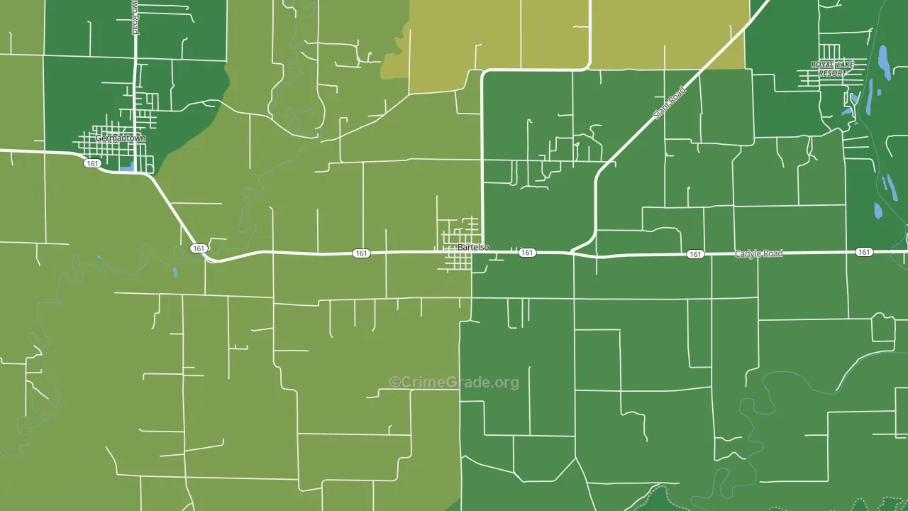 Bartelso, IL Map of Burglary Rates