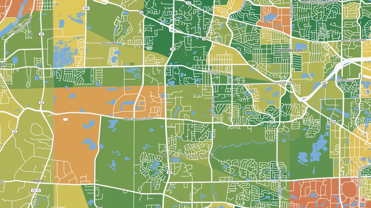Bartlett, IL Map of Burglary Rates