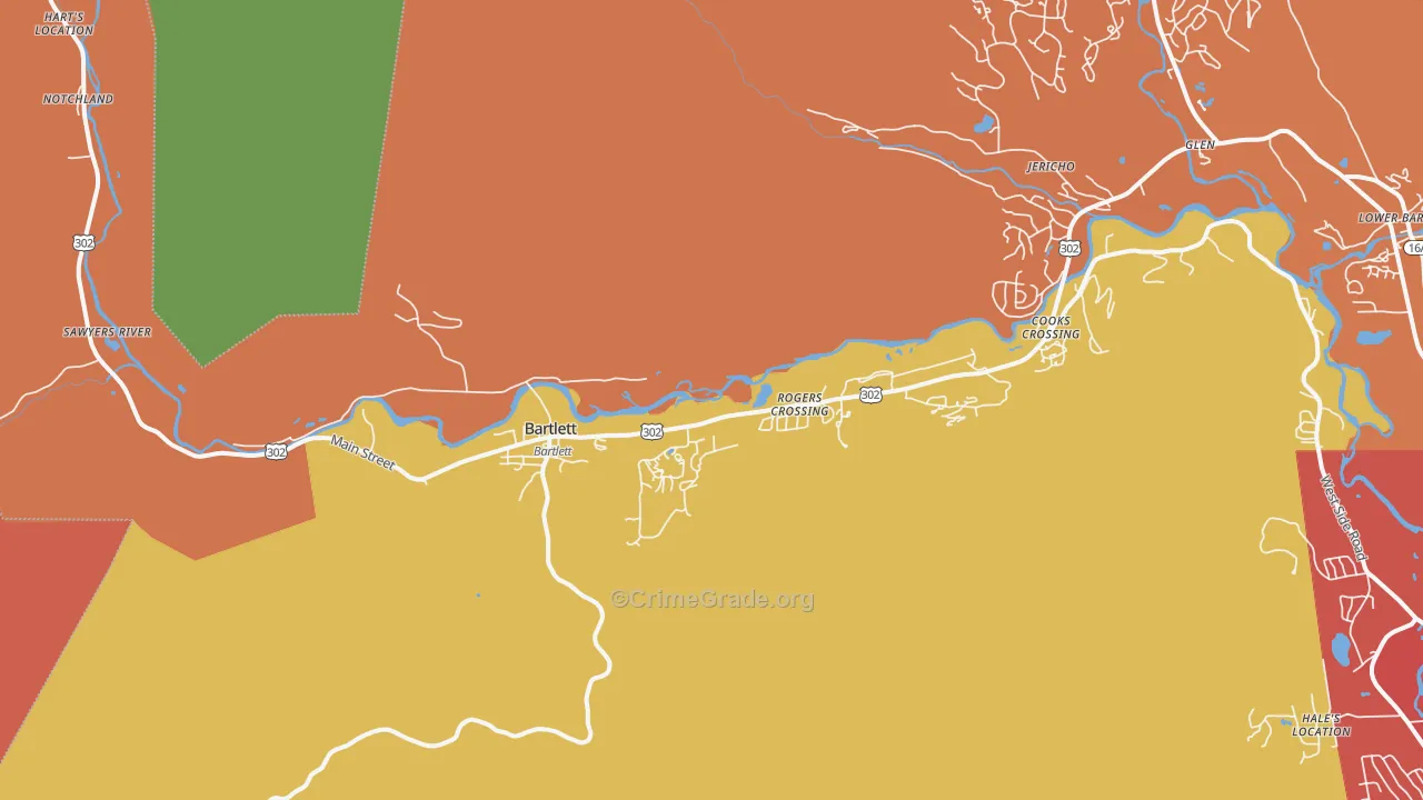 Bartlett, NH Map of Burglary Rates
