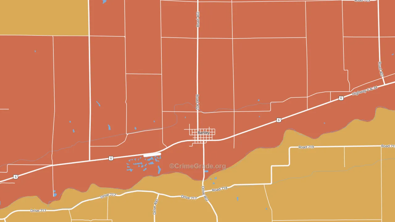 Bartley, NE Map of Burglary Rates