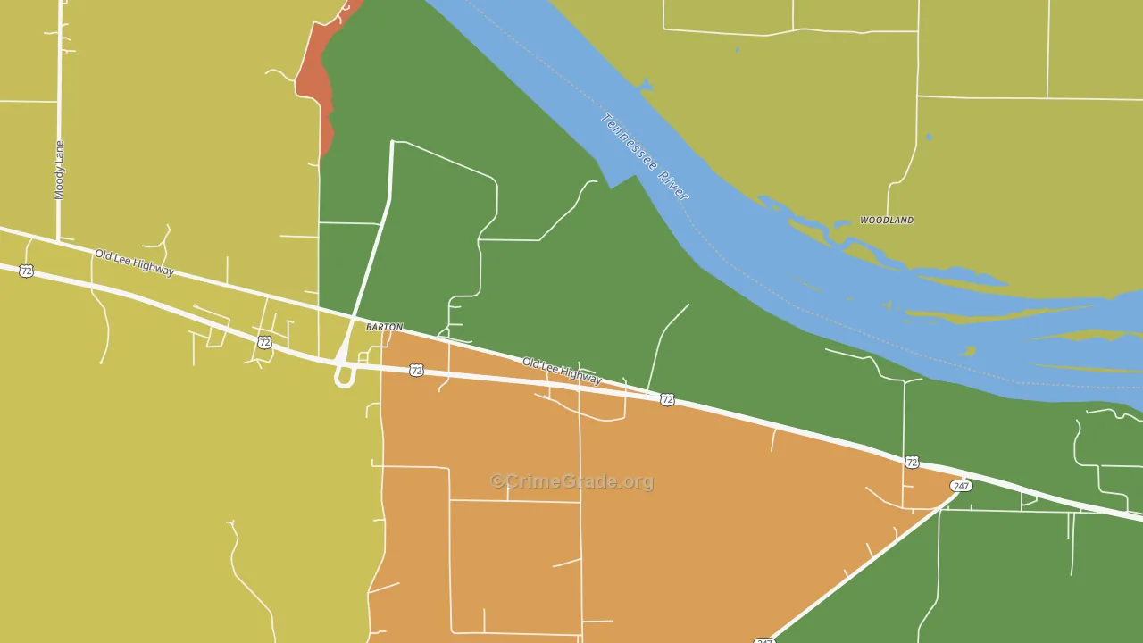 Barton, AL Map of Burglary Rates