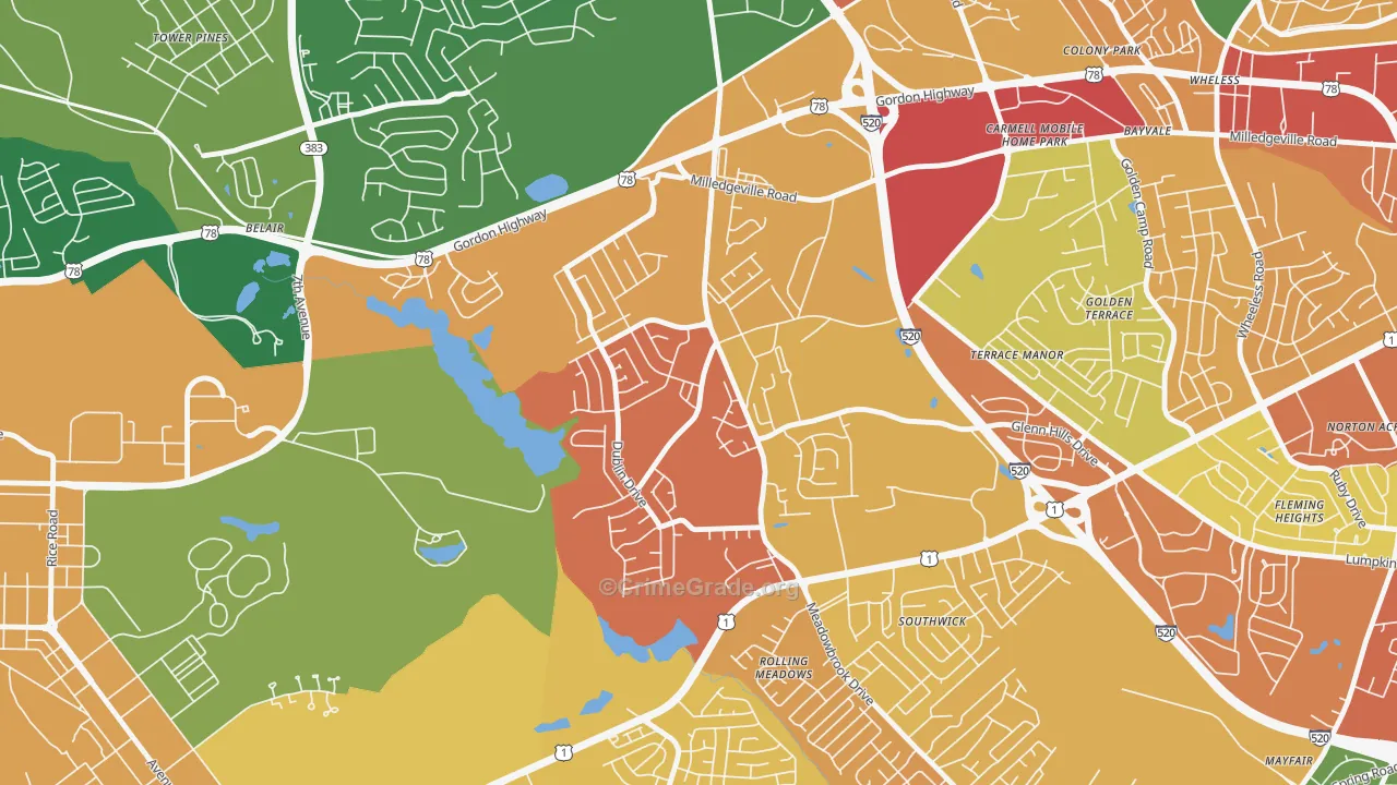 Barton Chapel, Augusta, GA Map of Burglary Rates
