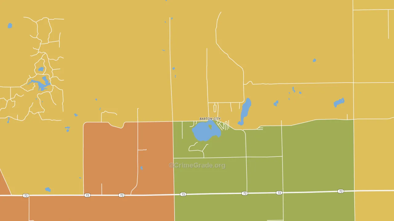 Barton City, MI Map of Burglary Rates