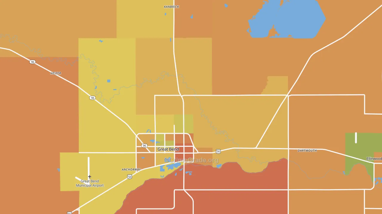 Barton County, KS Map of Burglary Rates