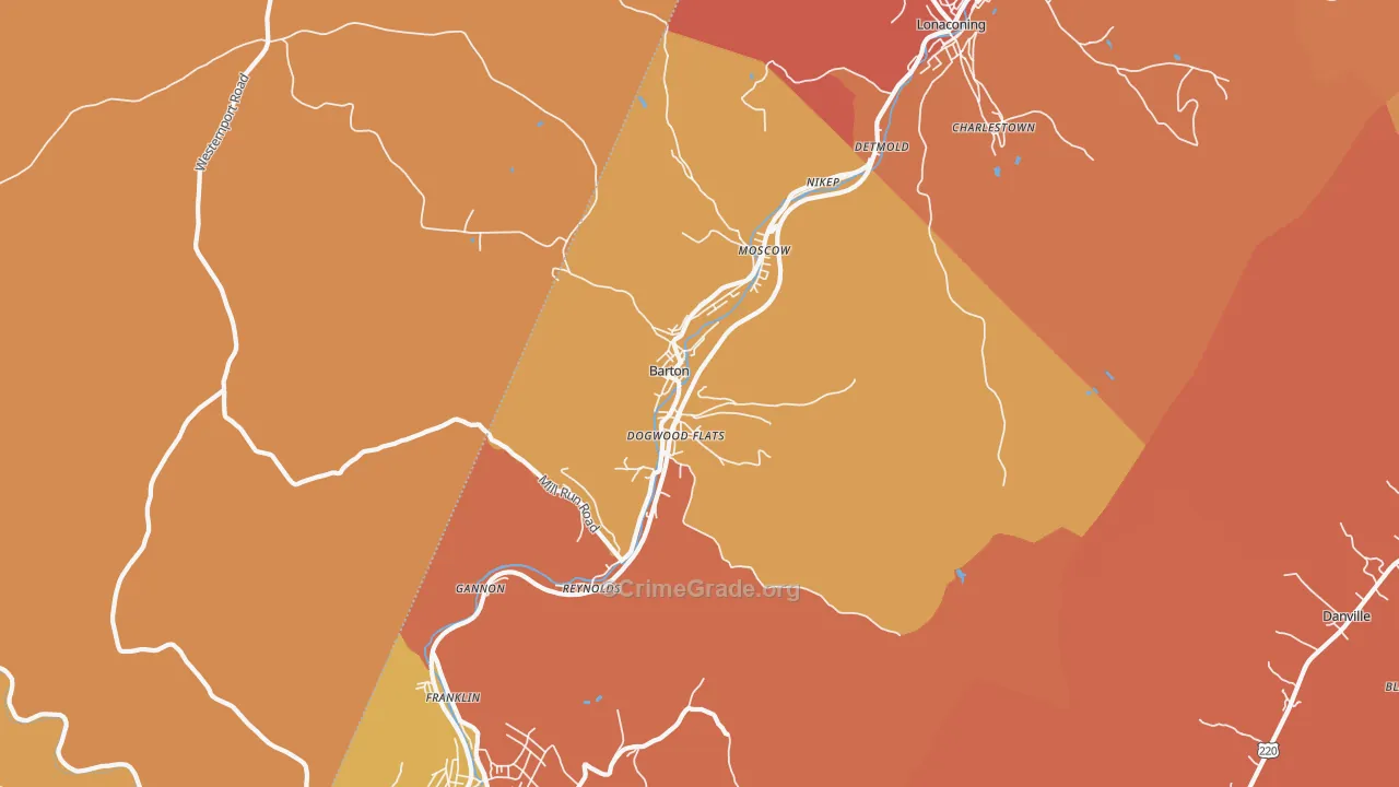 Barton, MD Map of Burglary Rates