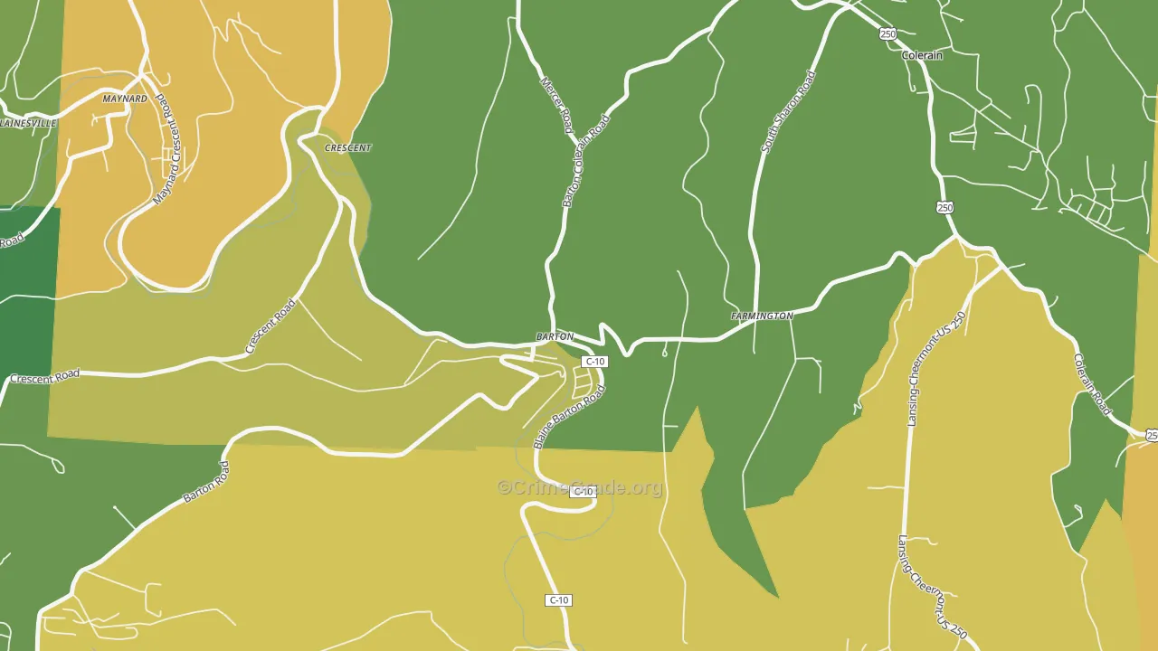 Barton, OH Map of Burglary Rates
