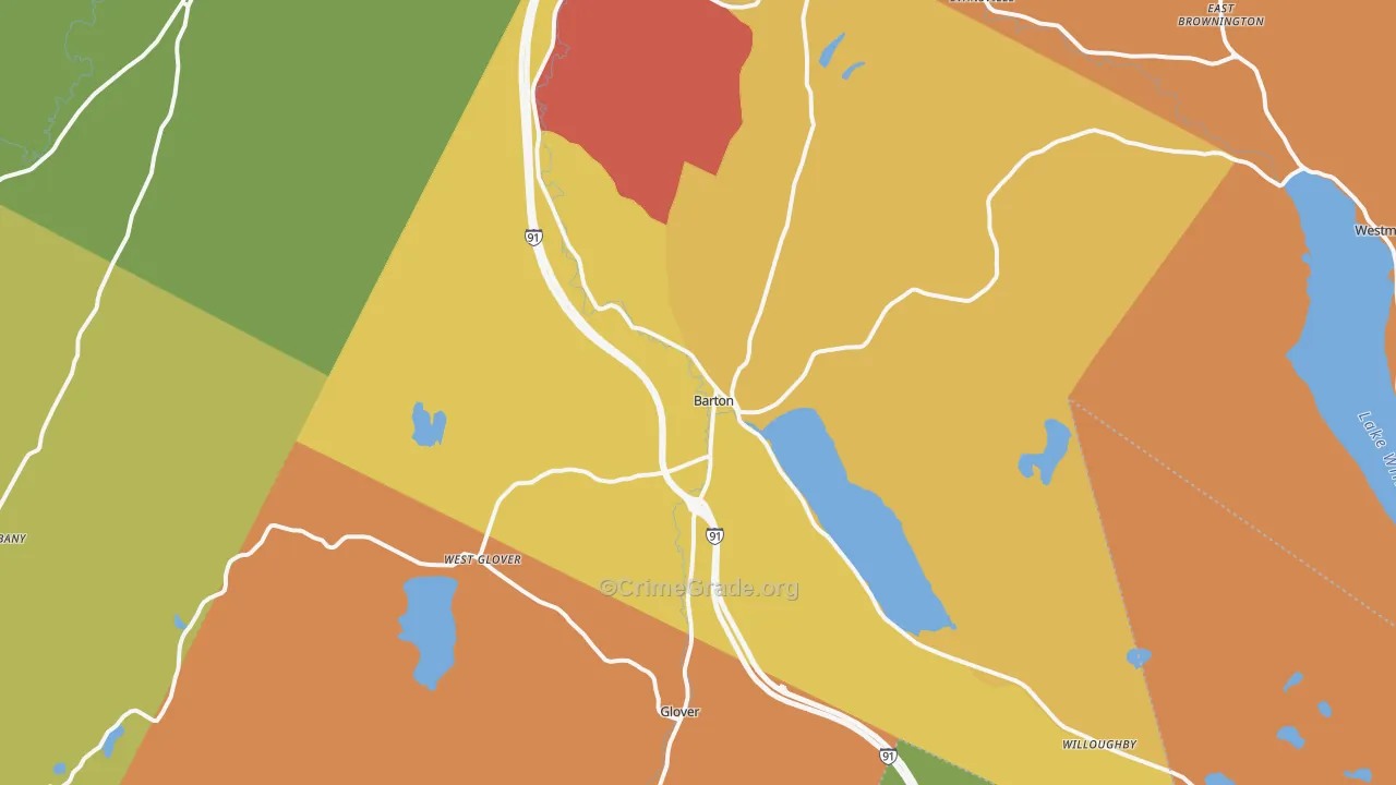 Barton, VT Map of Burglary Rates