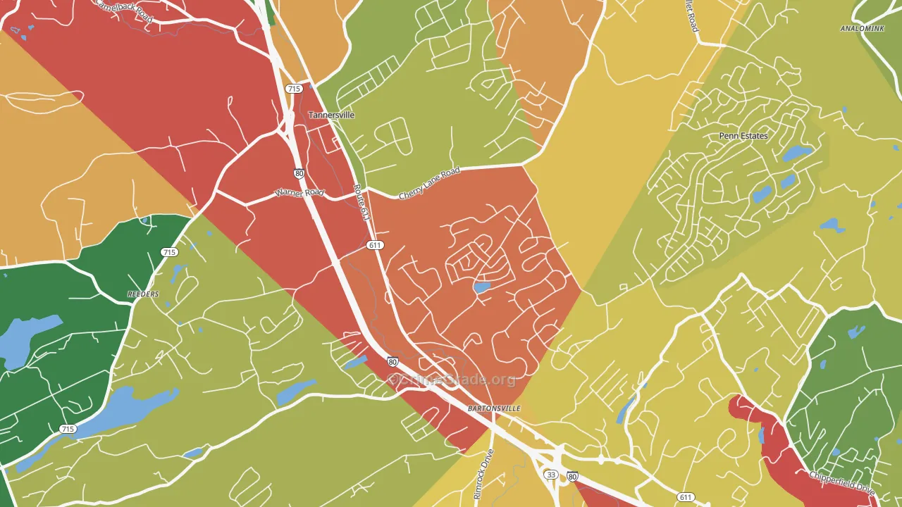 Bartonsville, PA Map of Burglary Rates