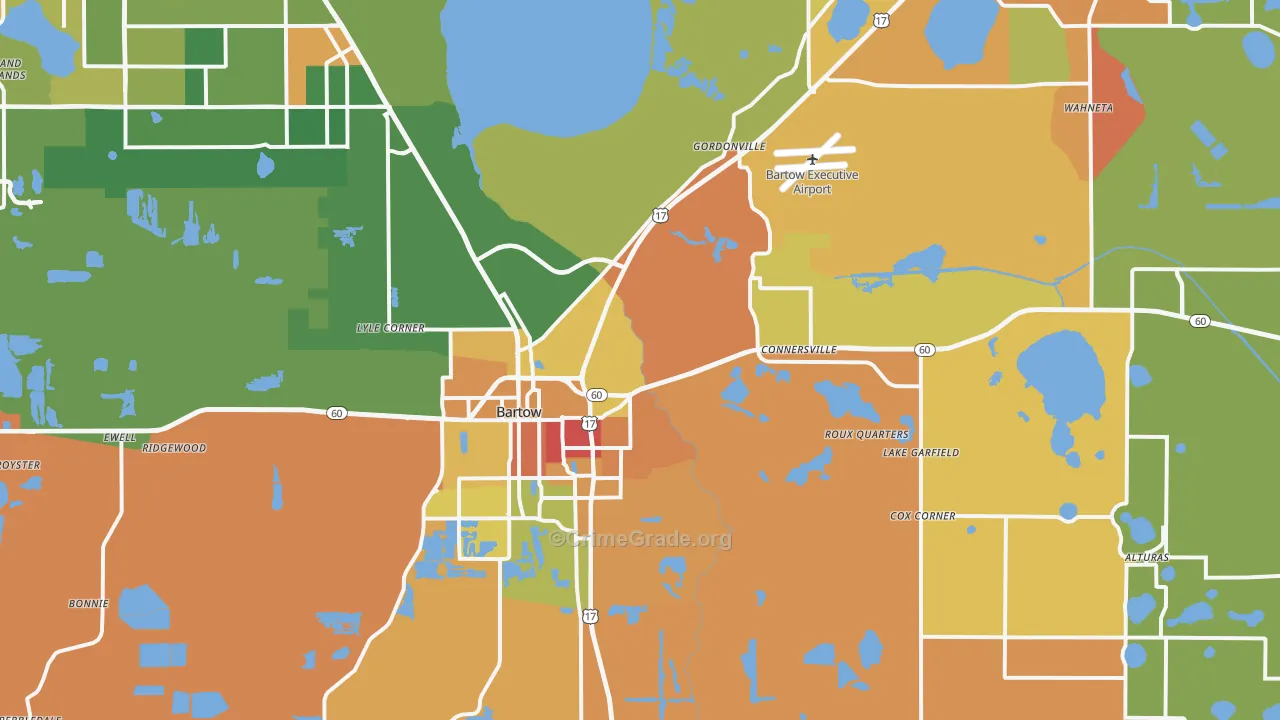 Bartow, FL Map of Burglary Rates