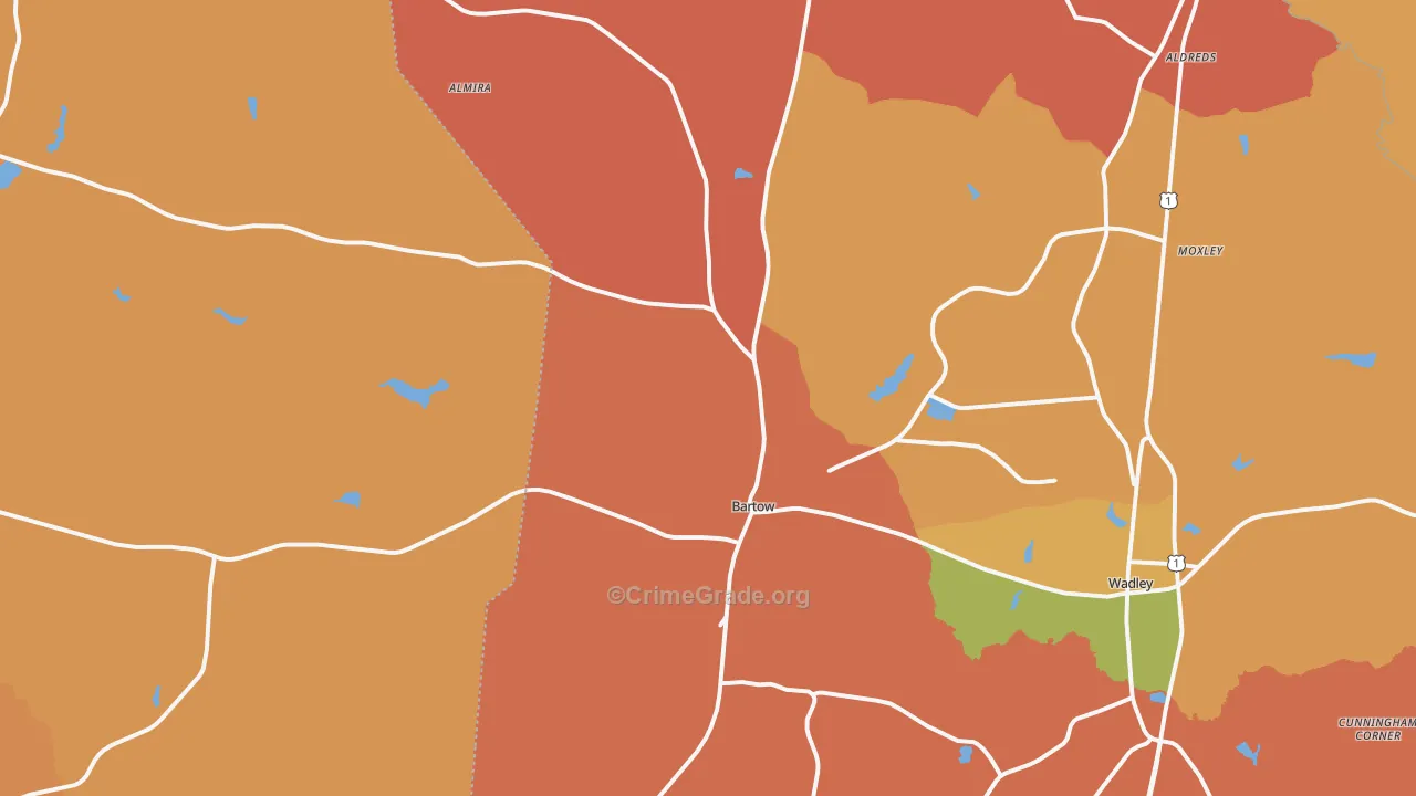 Bartow, GA Map of Burglary Rates