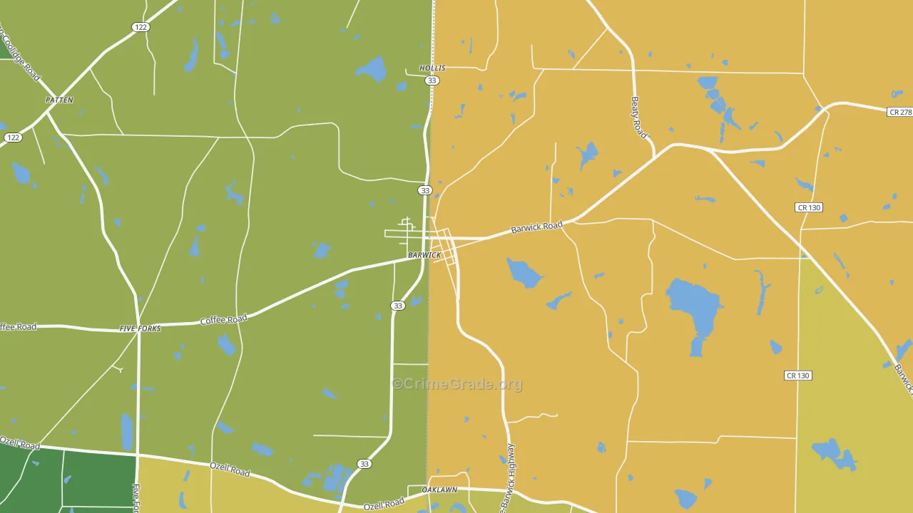 Barwick, GA Map of Burglary Rates
