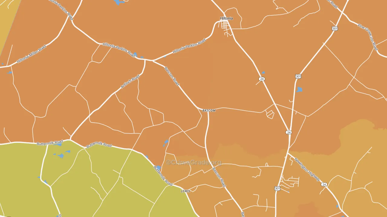 Bascom, GA Map of Burglary Rates