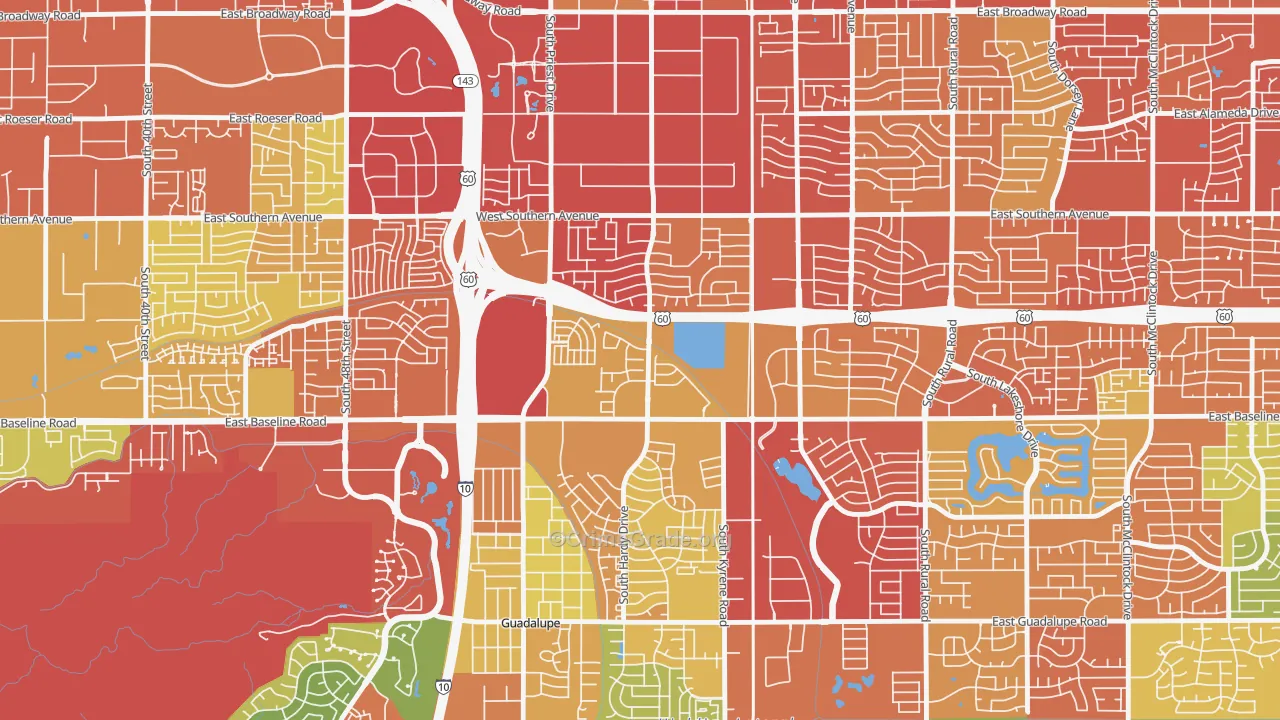 Baseline-Hardy, Tempe, AZ Map of Burglary Rates
