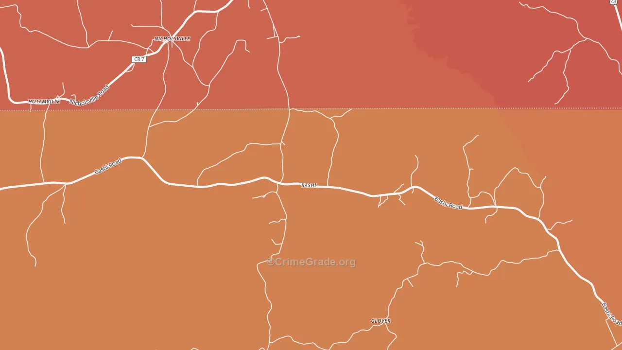Bashi, AL Map of Burglary Rates
