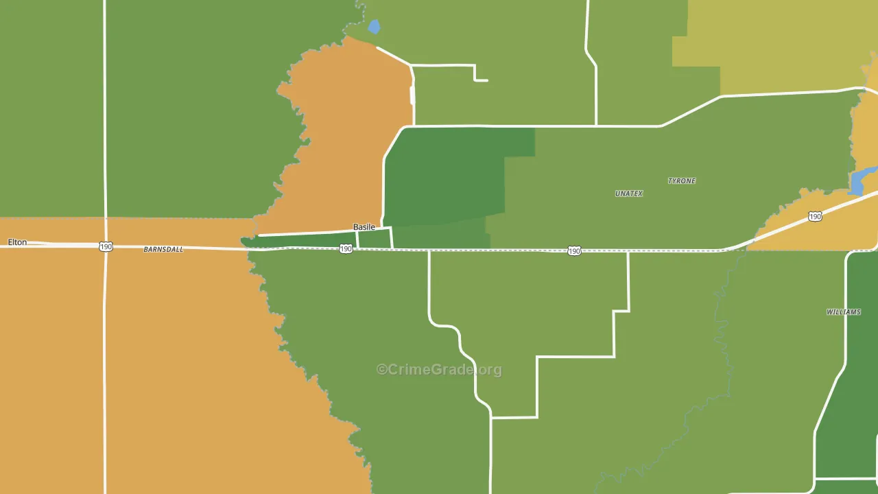Basile, LA Map of Burglary Rates