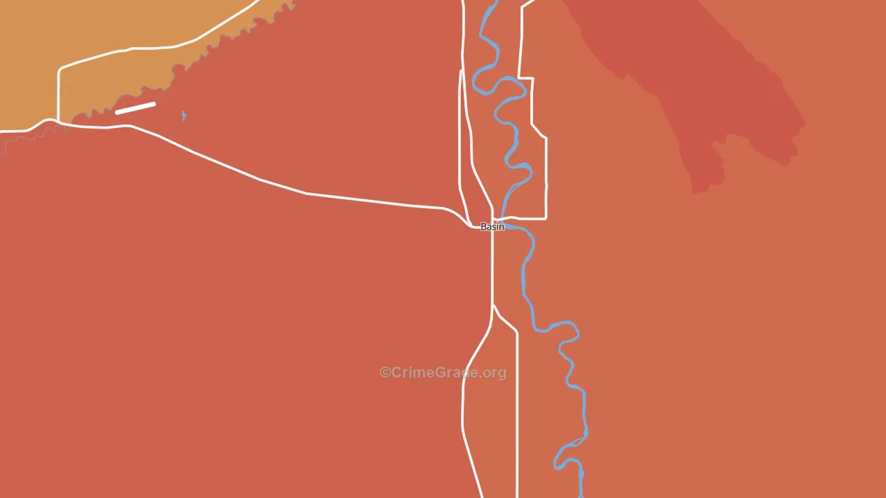 Basin, WY Map of Burglary Rates