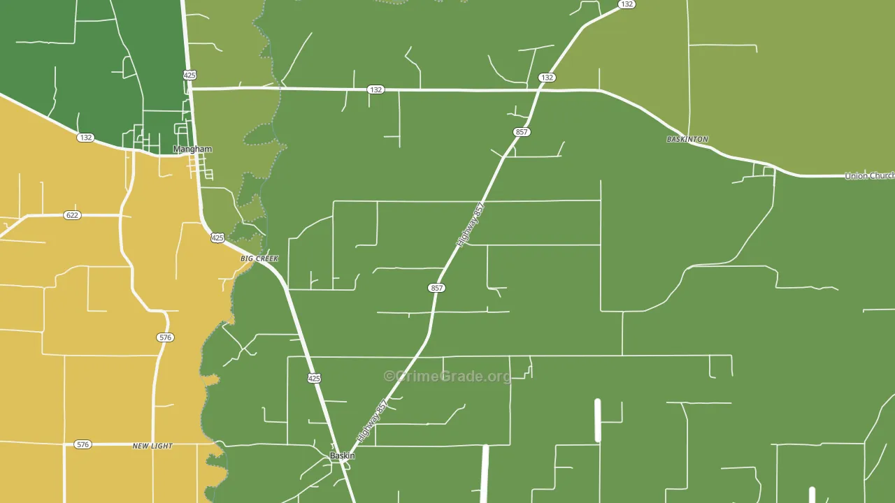 Baskin, LA Map of Burglary Rates
