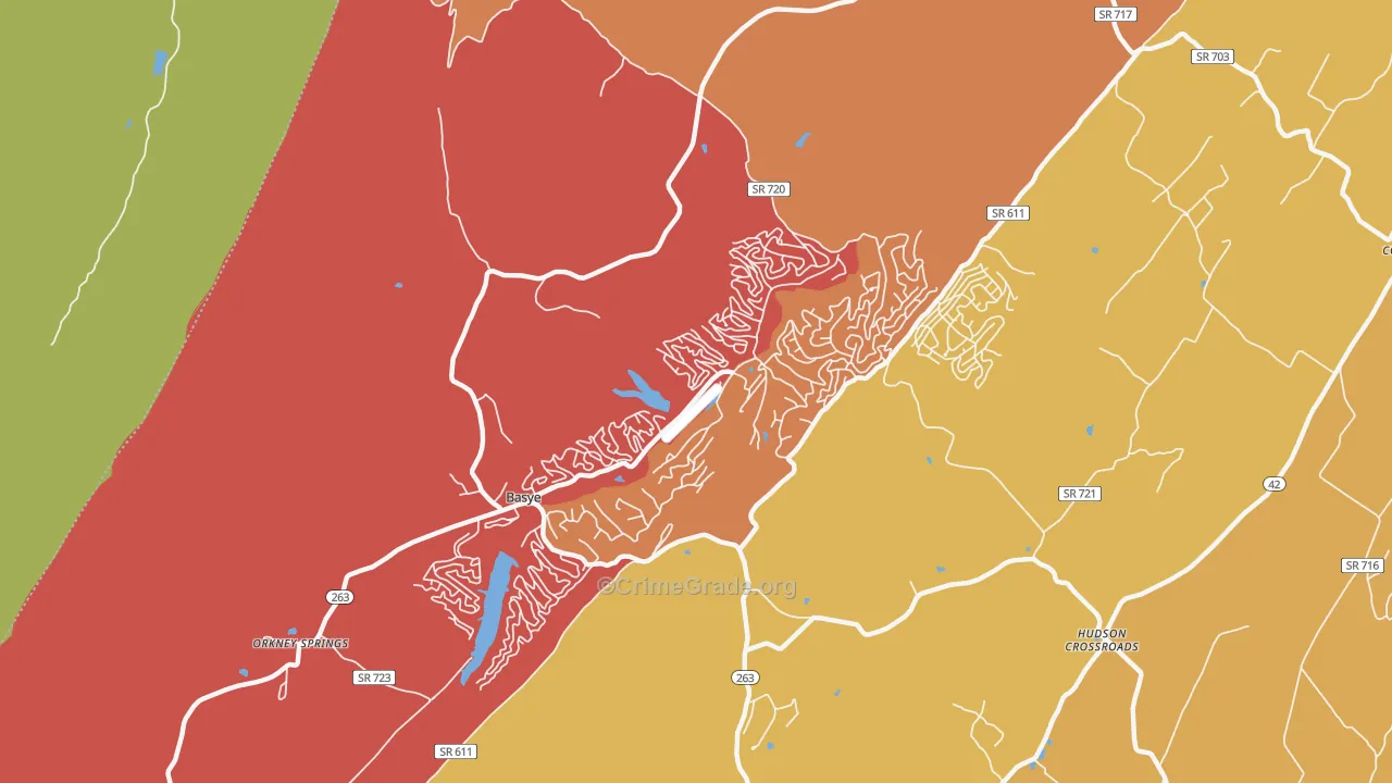Basye, VA Map of Burglary Rates