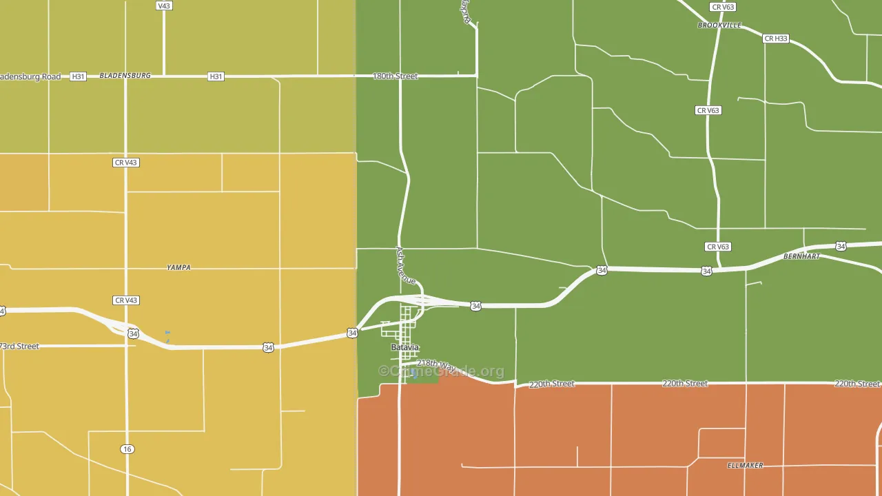 Batavia, IA Map of Burglary Rates