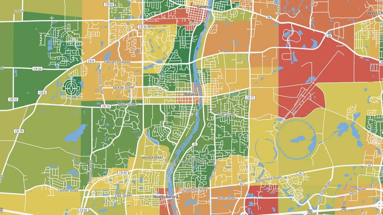 Batavia, IL Map of Burglary Rates