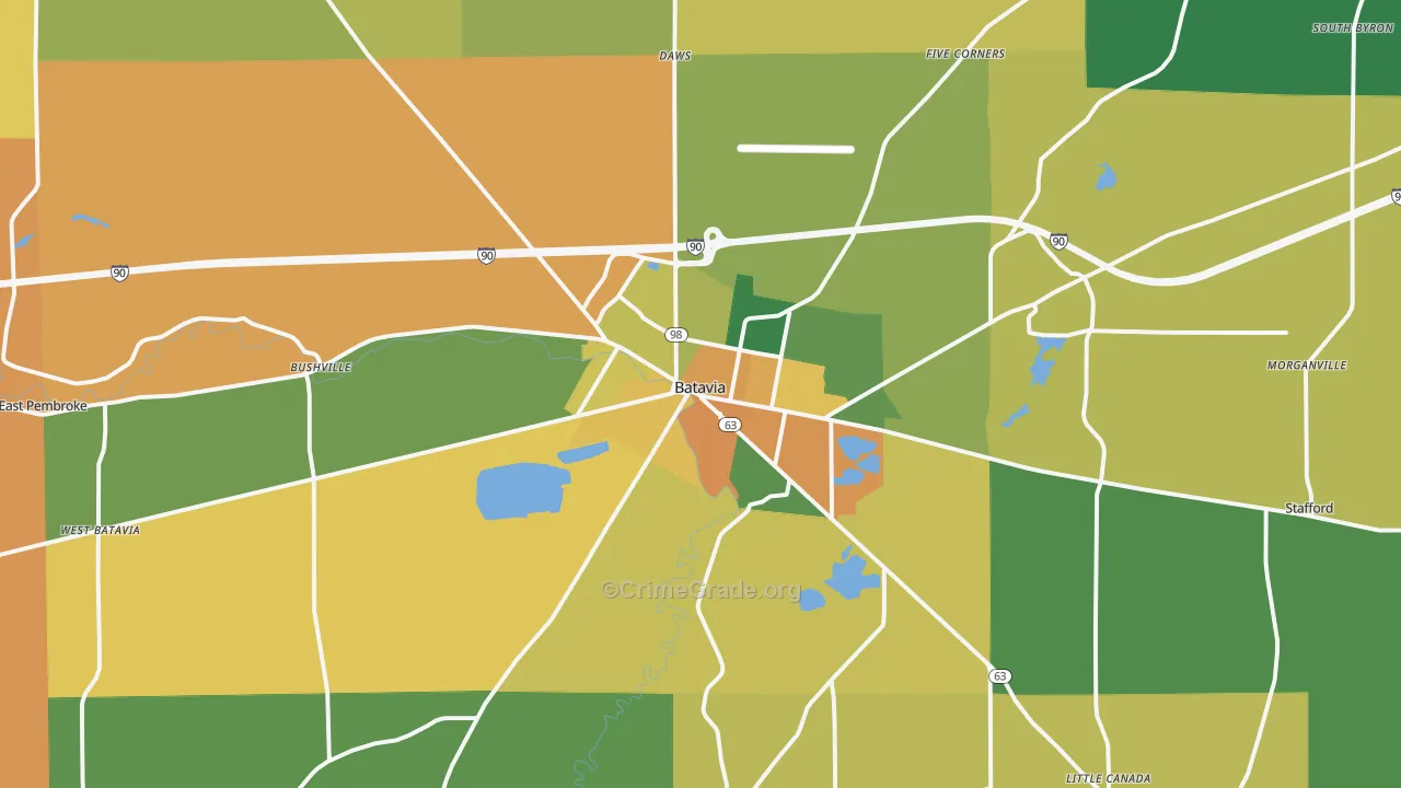 Batavia, NY Map of Burglary Rates