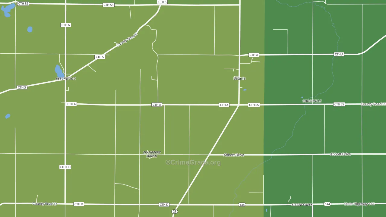 Batavia, WI Map of Burglary Rates