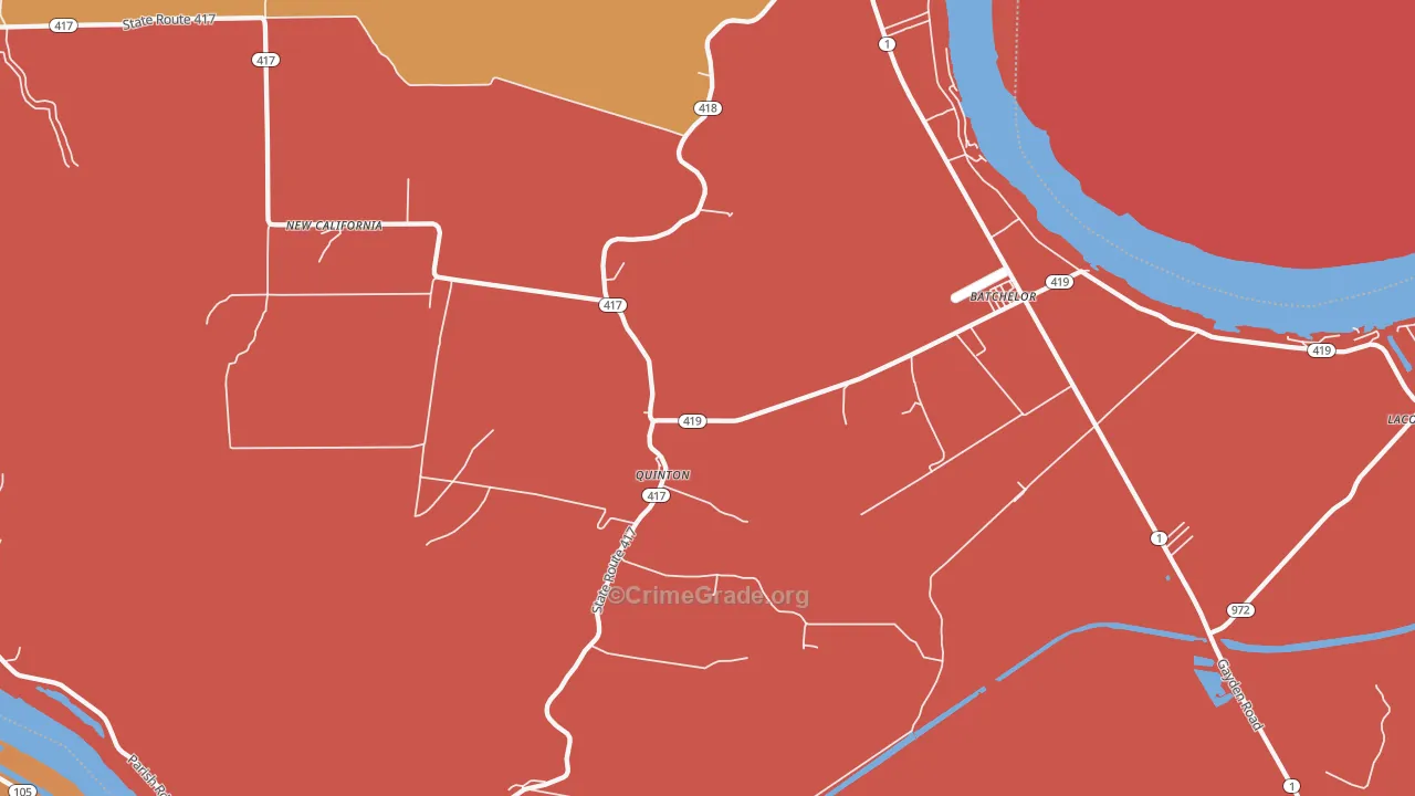 Batchelor, LA Map of Burglary Rates