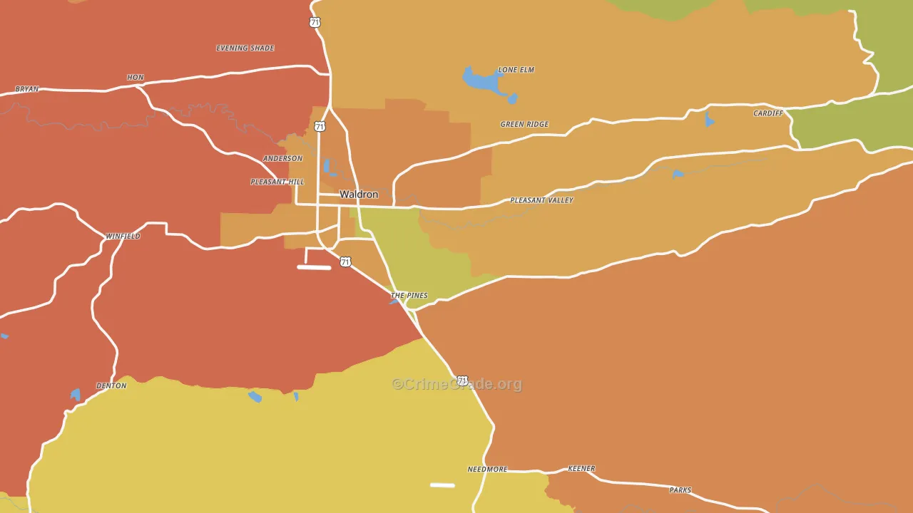 Bates, AR Map of Burglary Rates