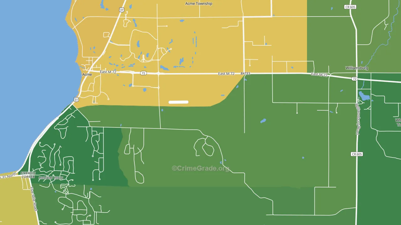 Bates, MI Map of Burglary Rates