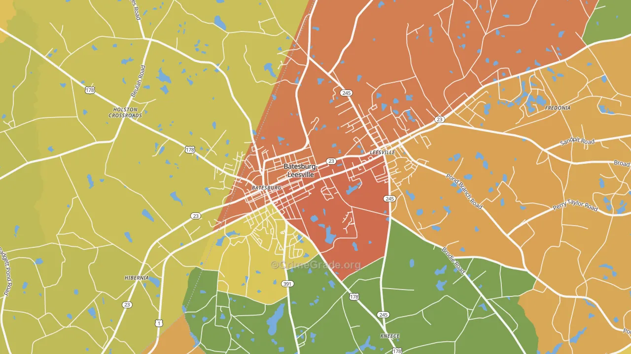 Batesburg-Leesville, SC Map of Burglary Rates